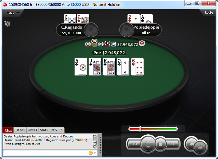 Mano final del Thursday Thrill.