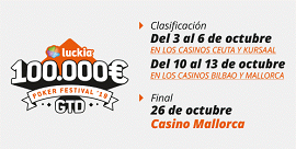 Los casinos de Ceuta y San Sebastián abren una nueva edición del Luckia Poker Festival 2019
