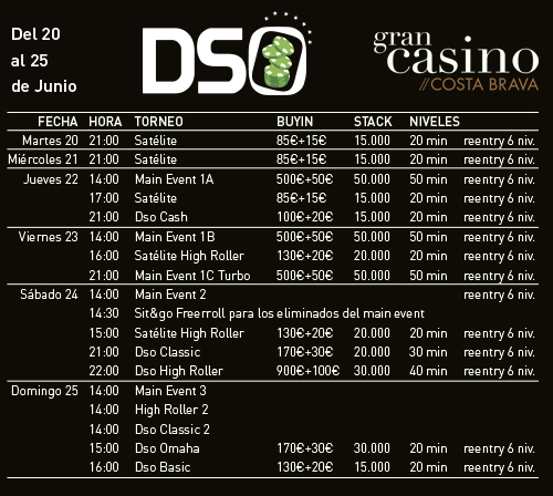 Programa del DSO Gran Casino Costa Brava.