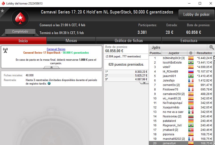 Victoria del español AccountFake en el CS-25 de PokerStars.es.