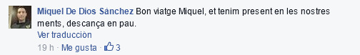 Noticia en la cuenta de Facebook de Miquel.