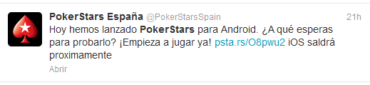 Anuncio de PokerStars.es en Twitter