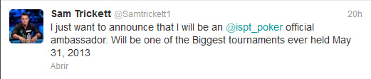 Anuncio de Trickett en Twitter